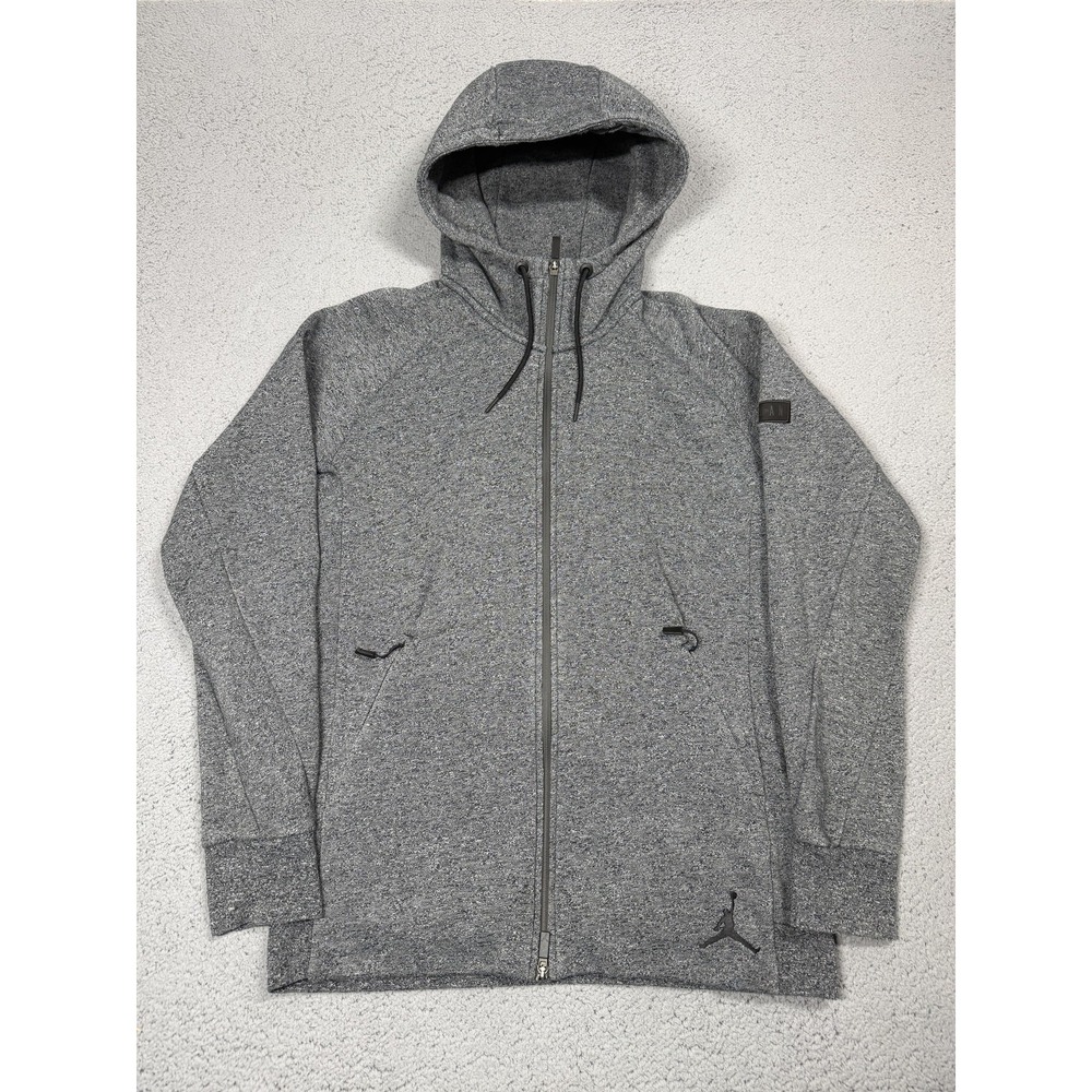 Jordan Hoodie Mens Large Gray Full Zip Fleece Pockets Jumpman Logo 809470-010
